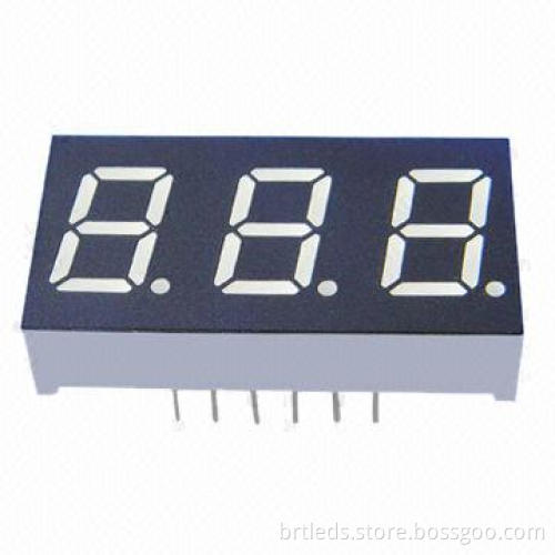 7 Segment LED Display, 0.36-inch Red Color Three Digit, Common Anode, White Segment and Black Face